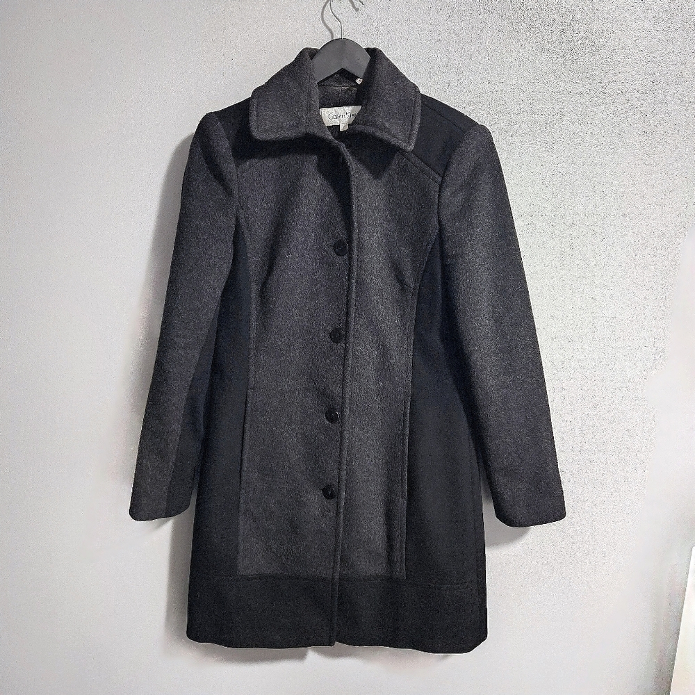 Calvin Klein Two-Tone Wool Blend Coat